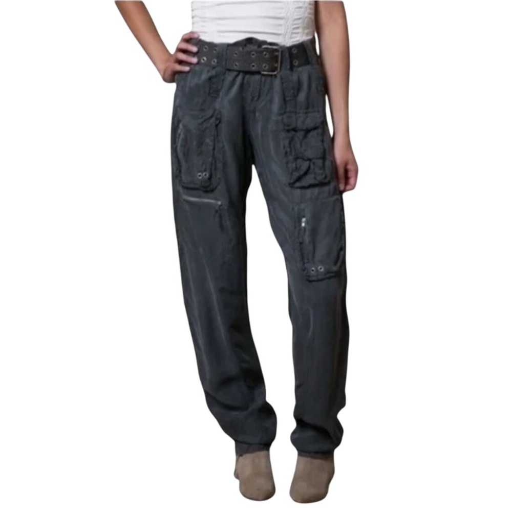 Johnny Was Pete & Greta Marika Cargo Pants Sz 0 Utility Boho Silky Grunge Luxury
